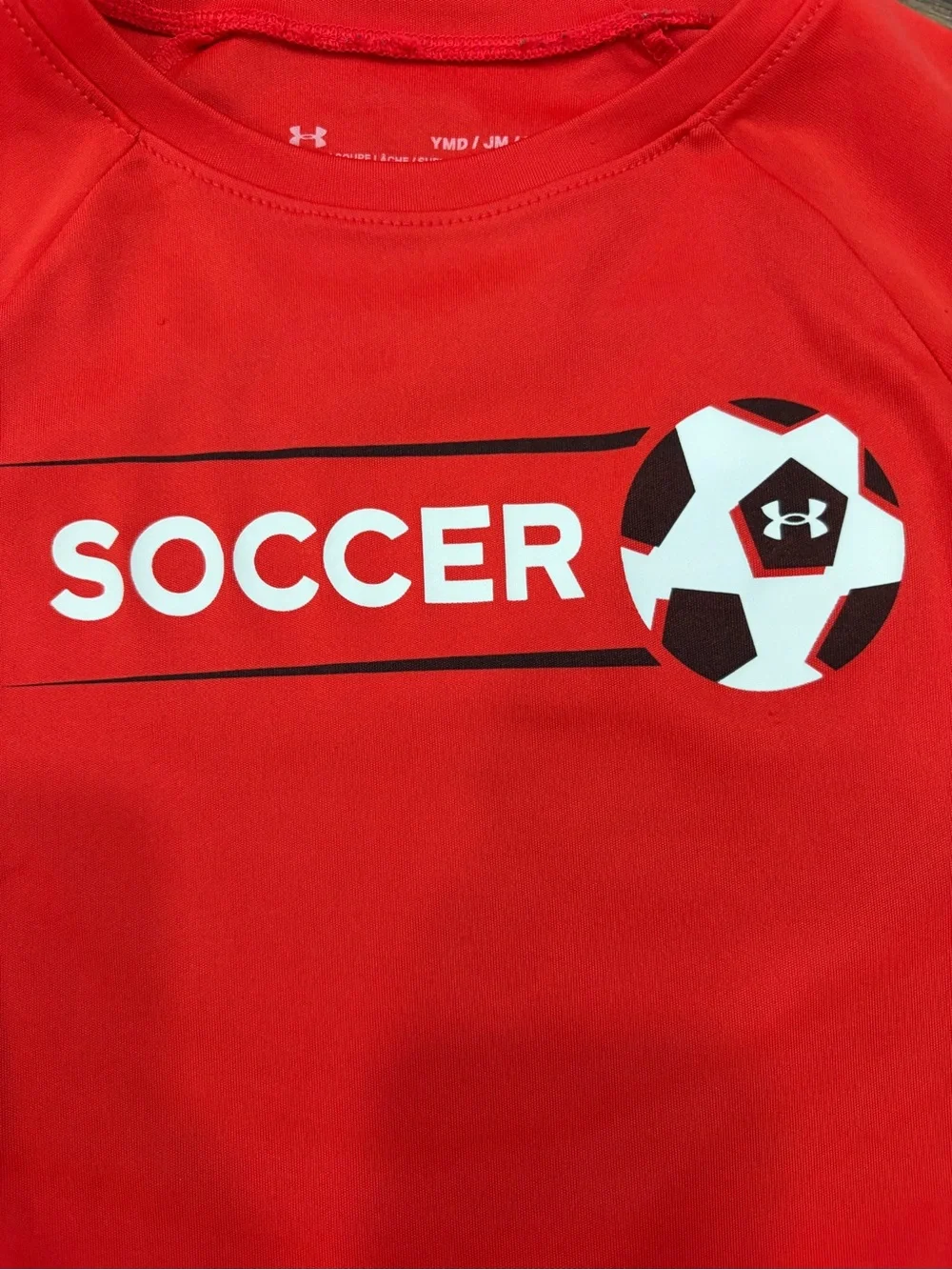 Under Armour Red Long Sleeve Soccer Top for Boys Size M